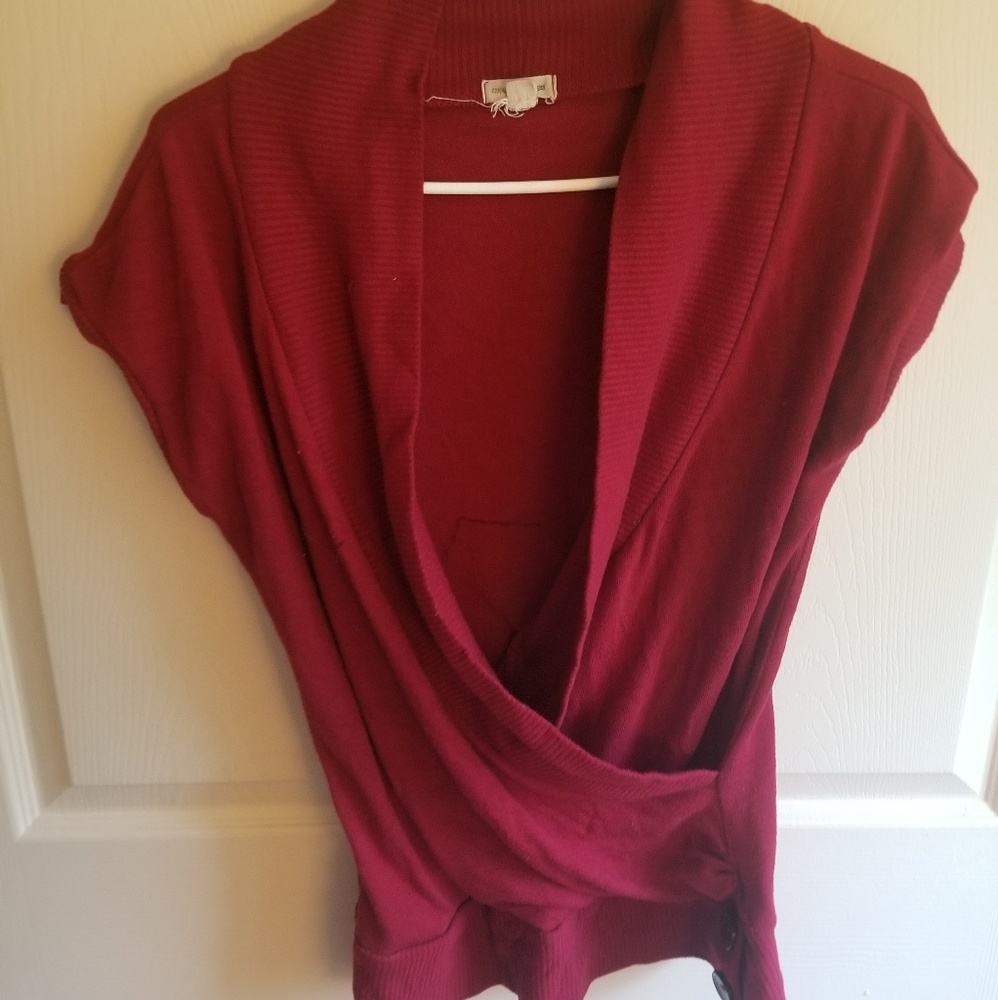 Deep V Red short sleeve Sweater